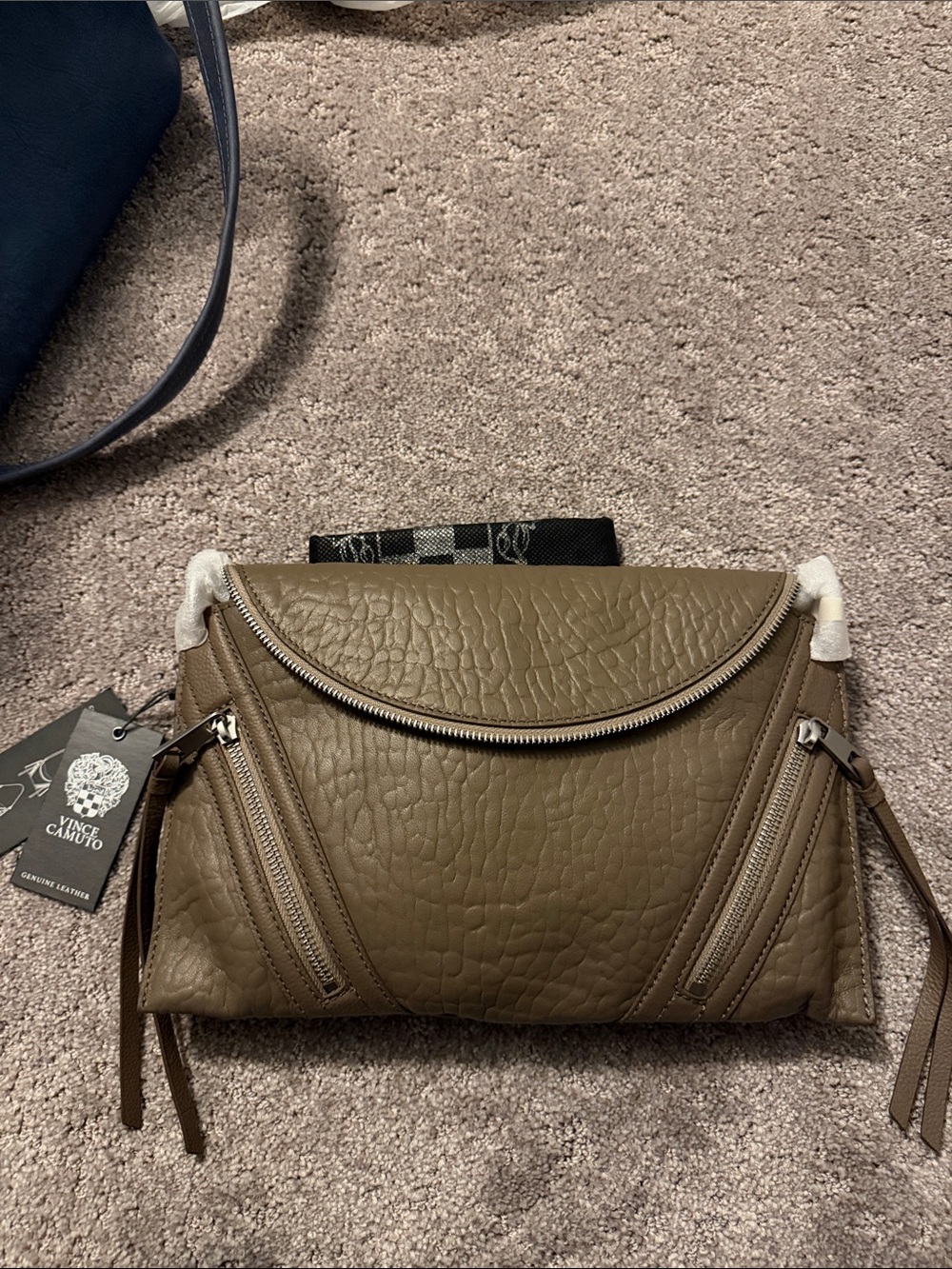 Vince Camuto Morel (Olive) Textured Leather Crossbody Bag - Women